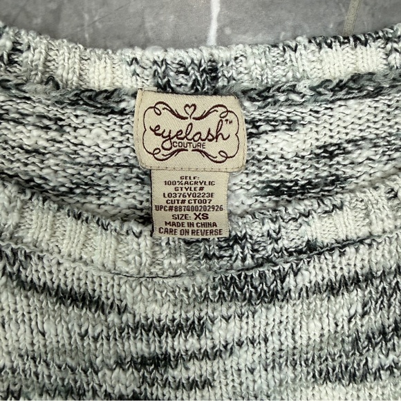Eyelash Couture Grey Marled High-Low Hem Batwing Short Sleeve Sweater Size XS - Picture 4 of 5